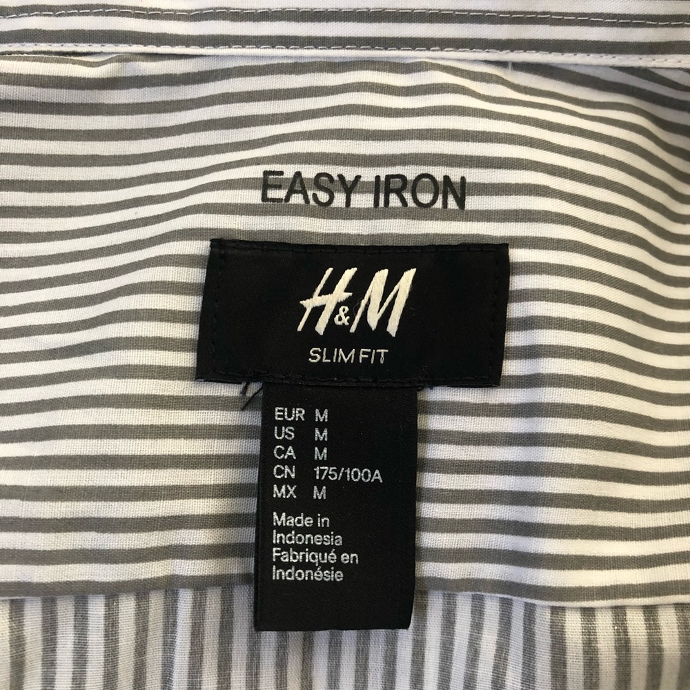 H&M Mens Easy Iron Button Down Shirts M Slim Fit